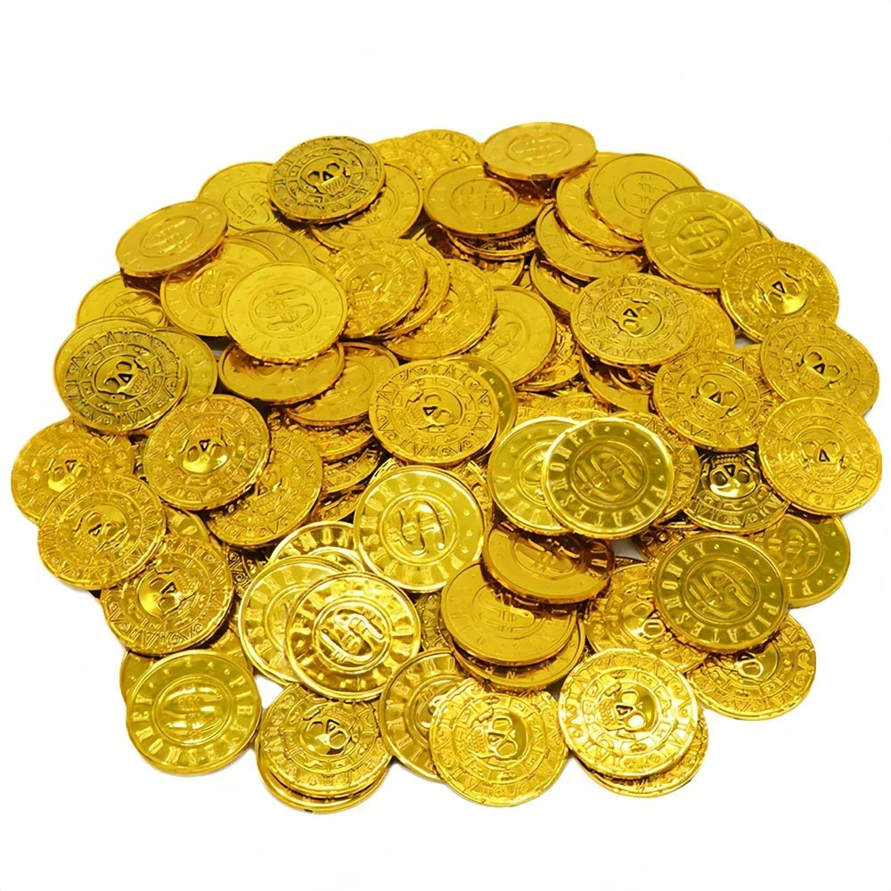 Pirate Treasure Coins, Plastic Fake Gold Coins for Party Favors