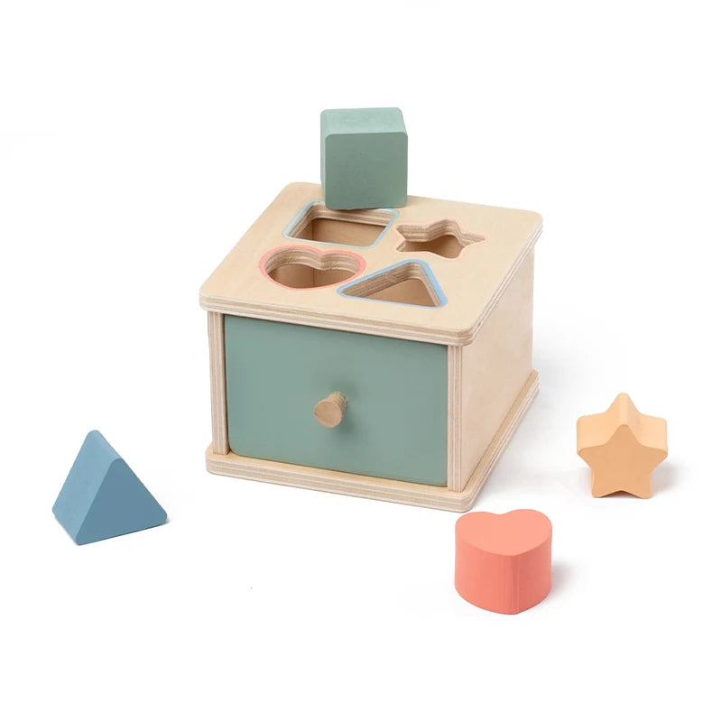 Wooden Shape Sorting Toy – Montessori Color Matching Activity Box