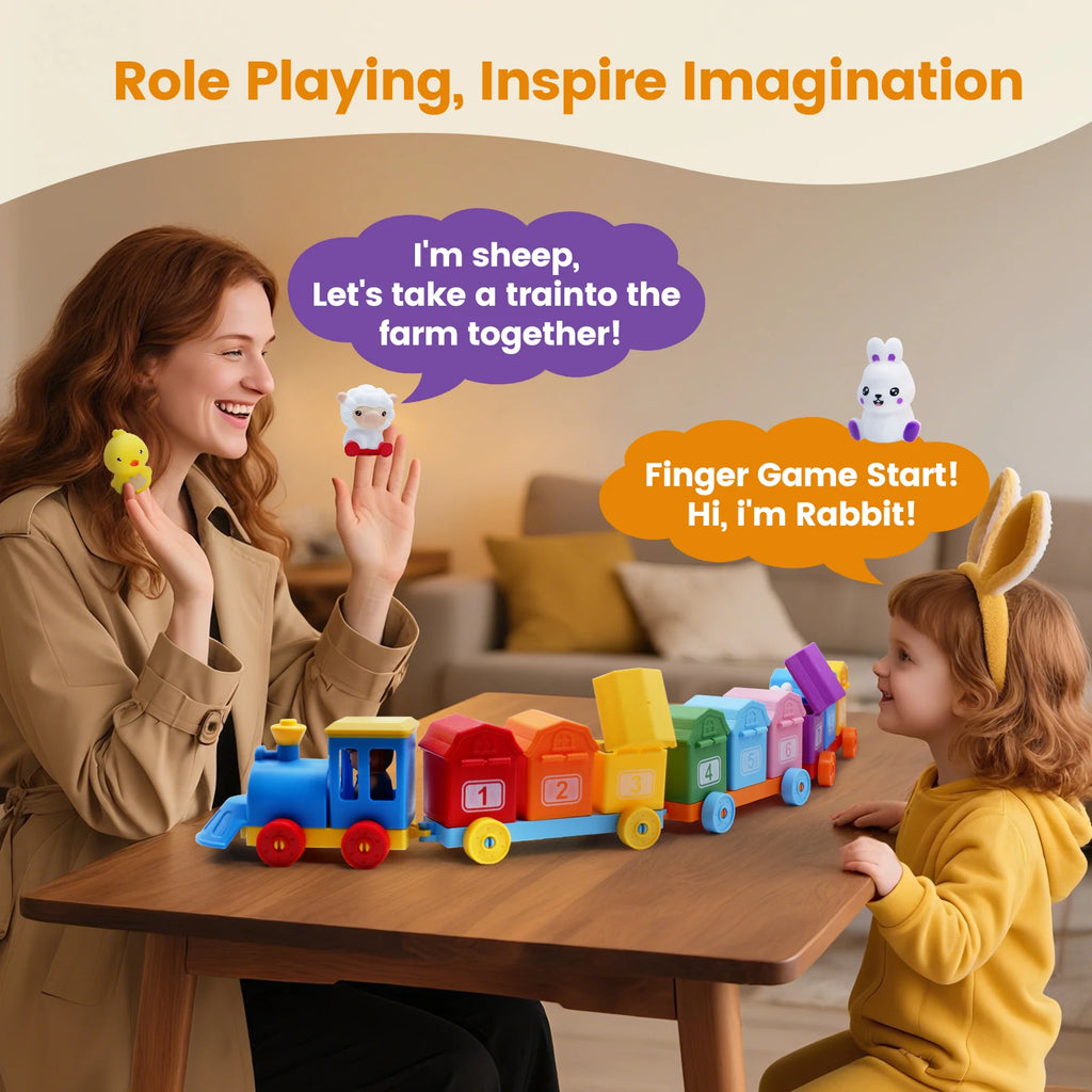 Montessori Train Set Farm Counting Sorting Matching Toy for Toddlers