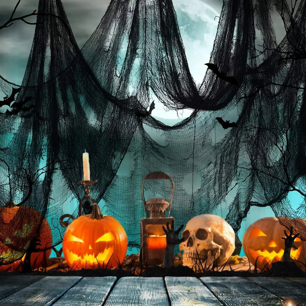 Halloween Creepy Cloth Black Gauze 76cm x 183cm Spooky Decor