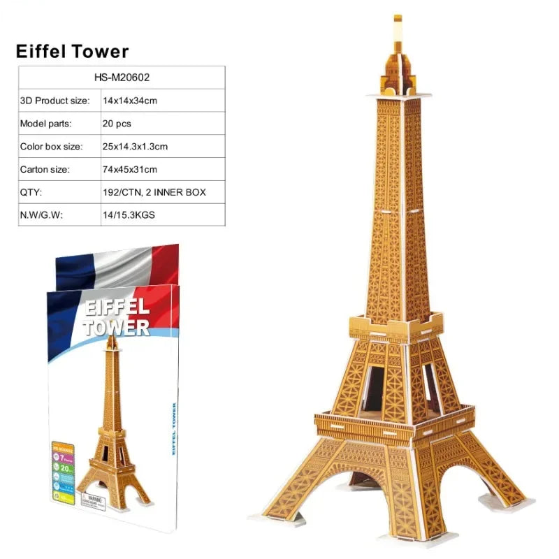 3D Architectural Puzzle Landmark Paper Building Model for Kids