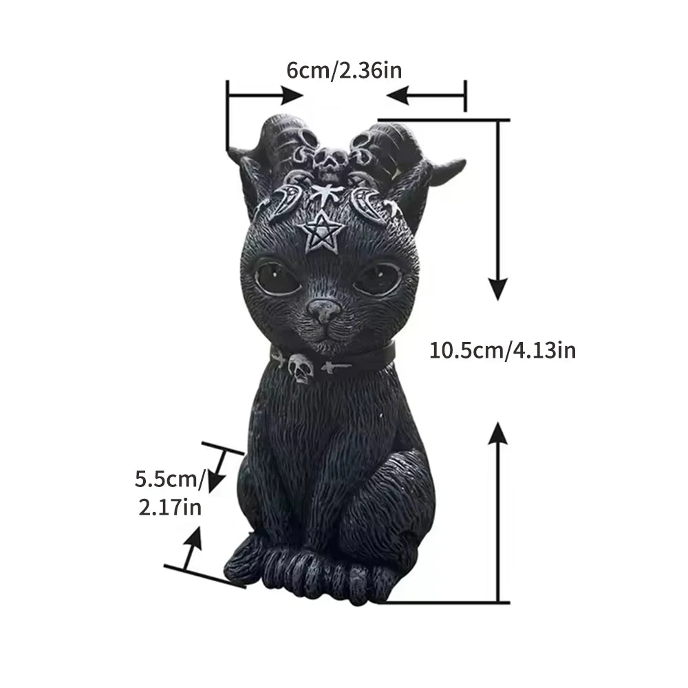 Black Cat Halloween Figurine, Resin Witch Cat Statue for Home Decor