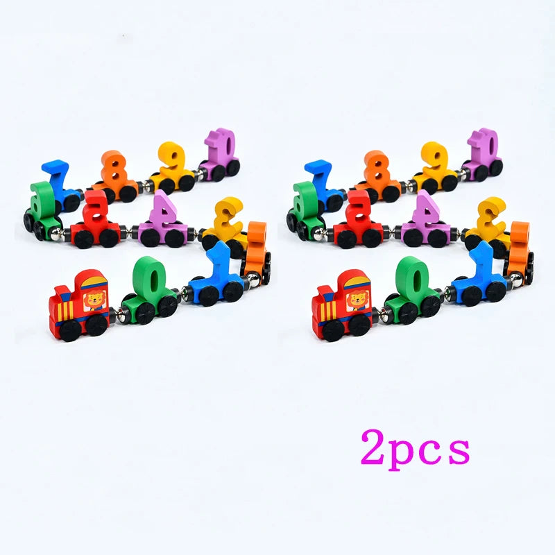Magnetic Wooden Train Set – Number Learning Building Blocks