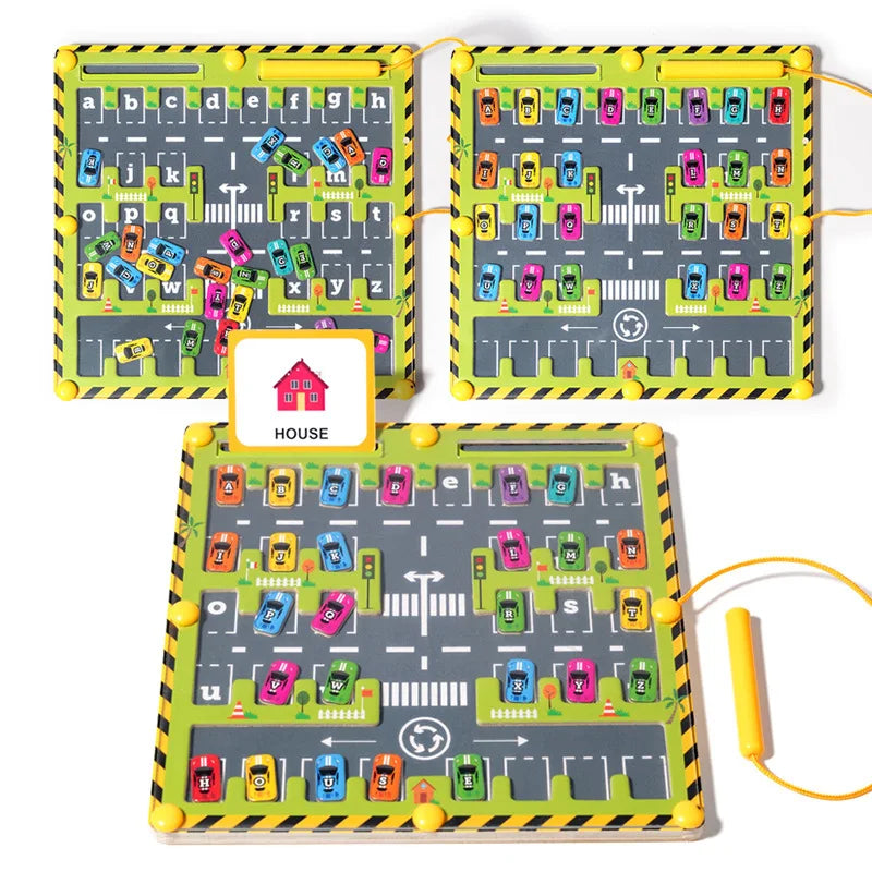 Magnetic Alphabet Maze Wooden Letter Puzzle for Kids