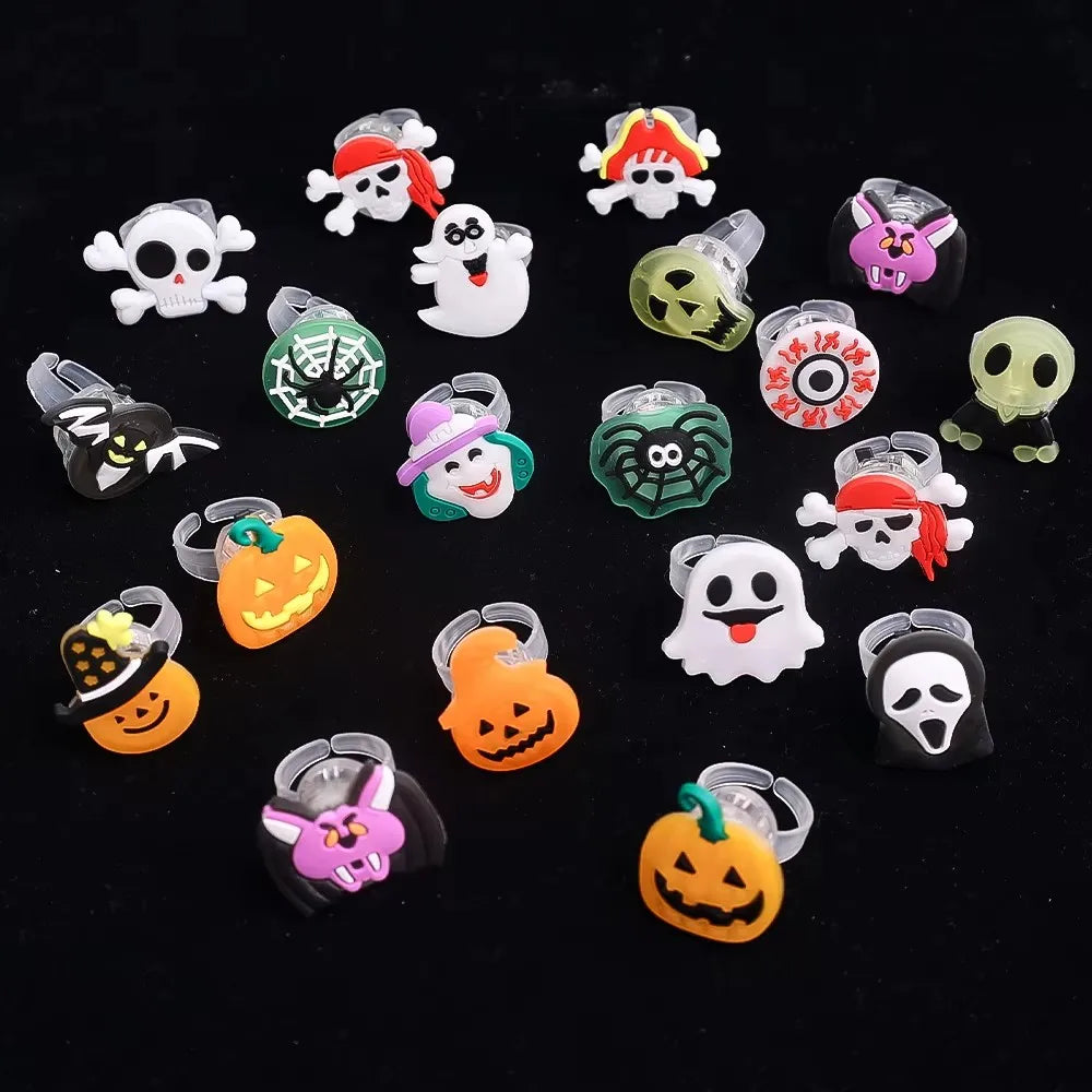 Halloween Glow Rings – LED Pumpkin & Ghost Finger Rings