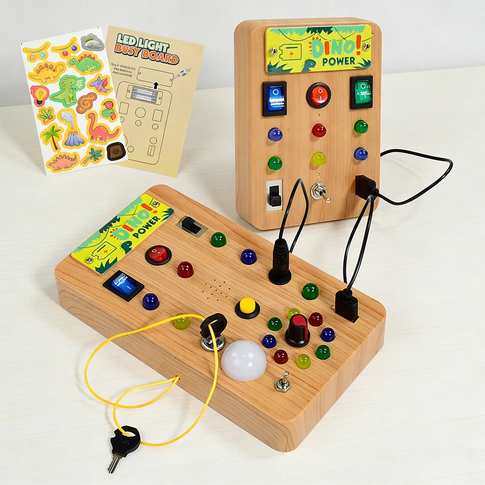 Montessori Busy Board – LED Switch & Fine Motor Skills Toy