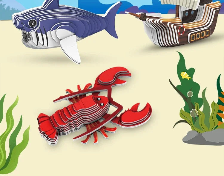 3D Dinosaur Puzzle Paper Animal Model Educational Toy