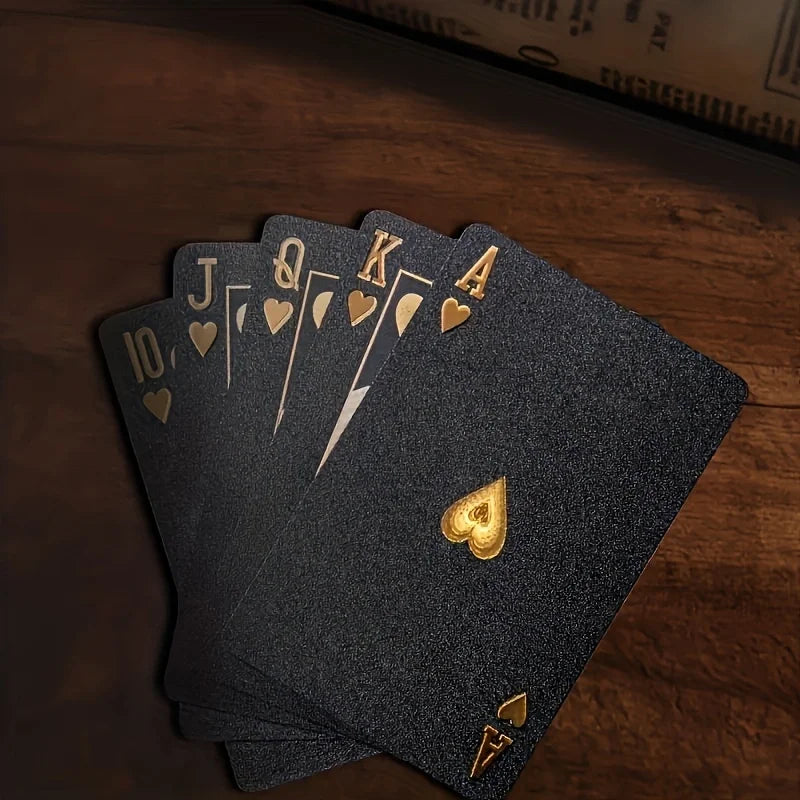Waterproof Playing Cards – Black Gold Deck for Games & Gifting