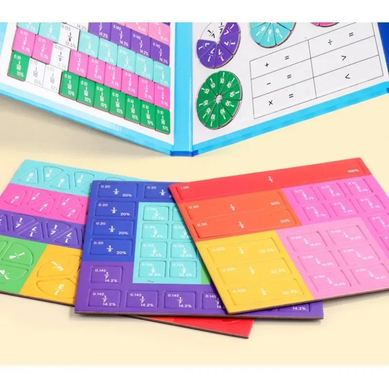 Magnetic Fraction Book Wooden Montessori Math Learning Toy for Kids
