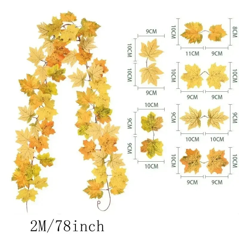 Artificial Maple Leaf Wreath – 200CM Autumn Hanging Decor