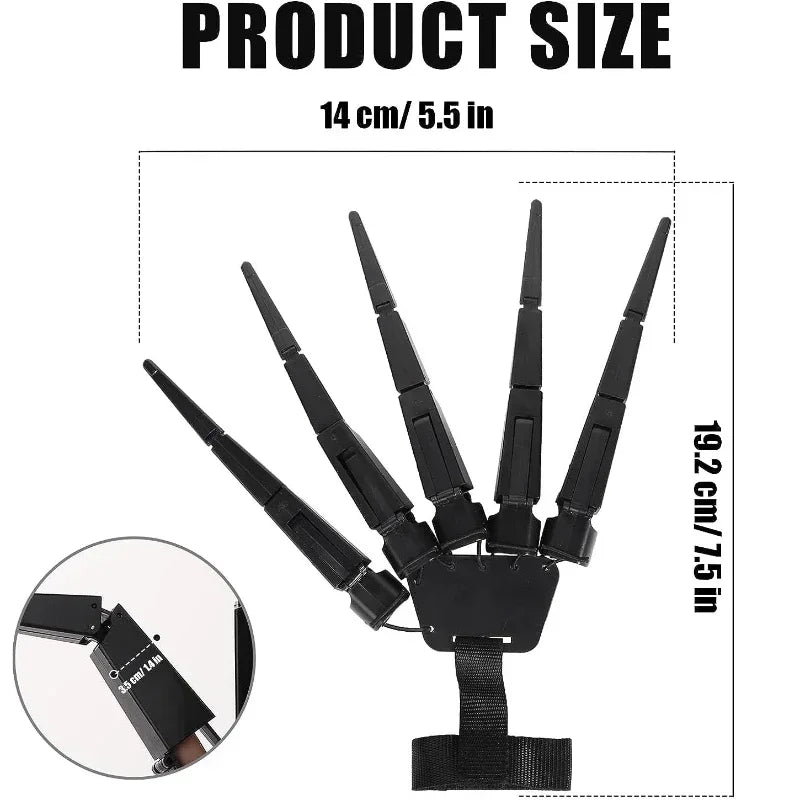 Halloween Skeleton Hand Prop, Articulated Finger Glove for Cosplay