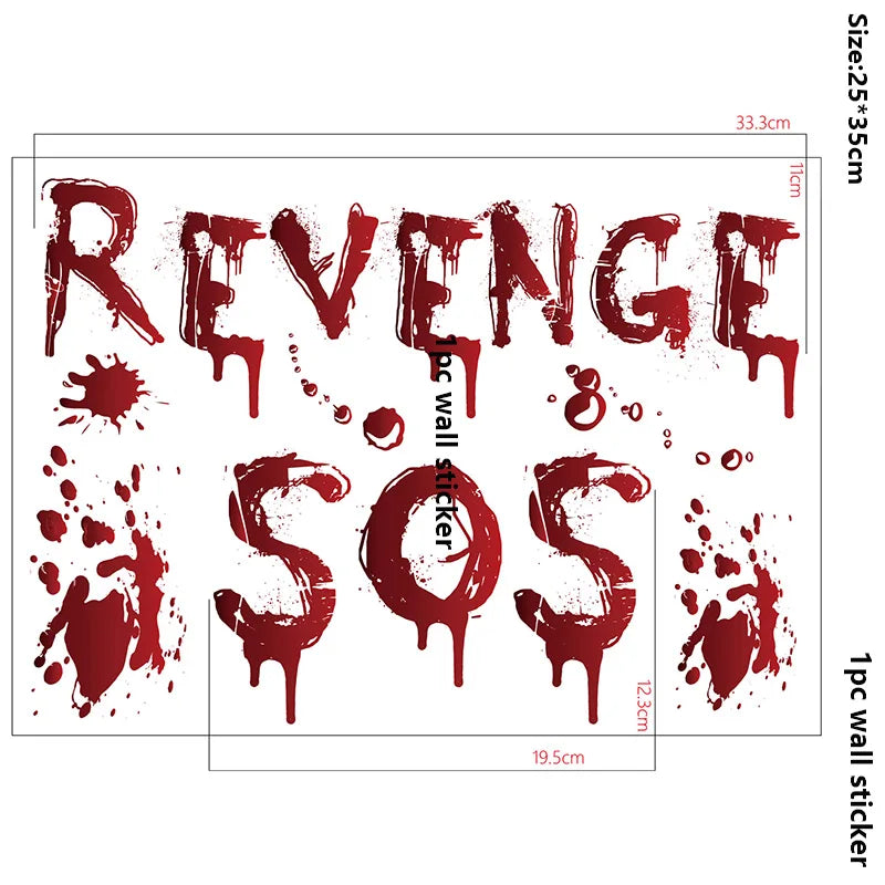 Halloween Wall Stickers – Blood Handprint, Footprint & Skull Decor