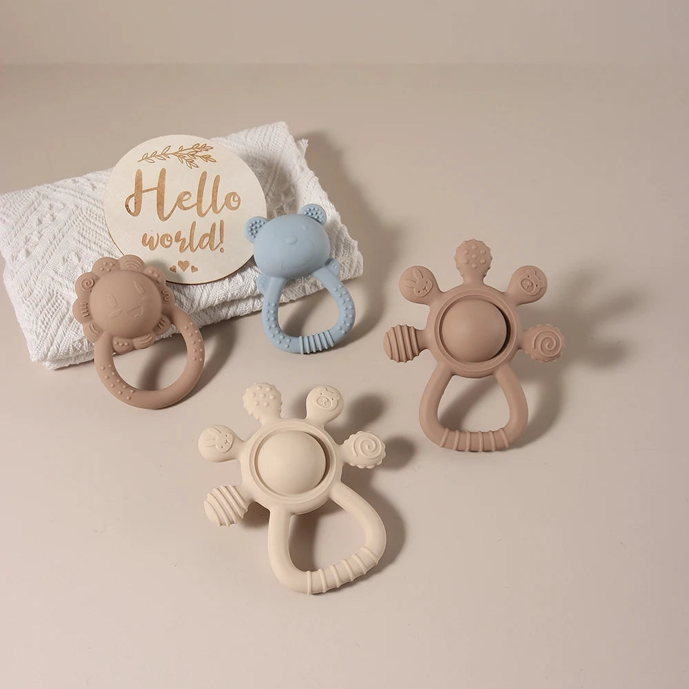 Silicone Baby Teether – Palm Rattle Bunny Teething Toy