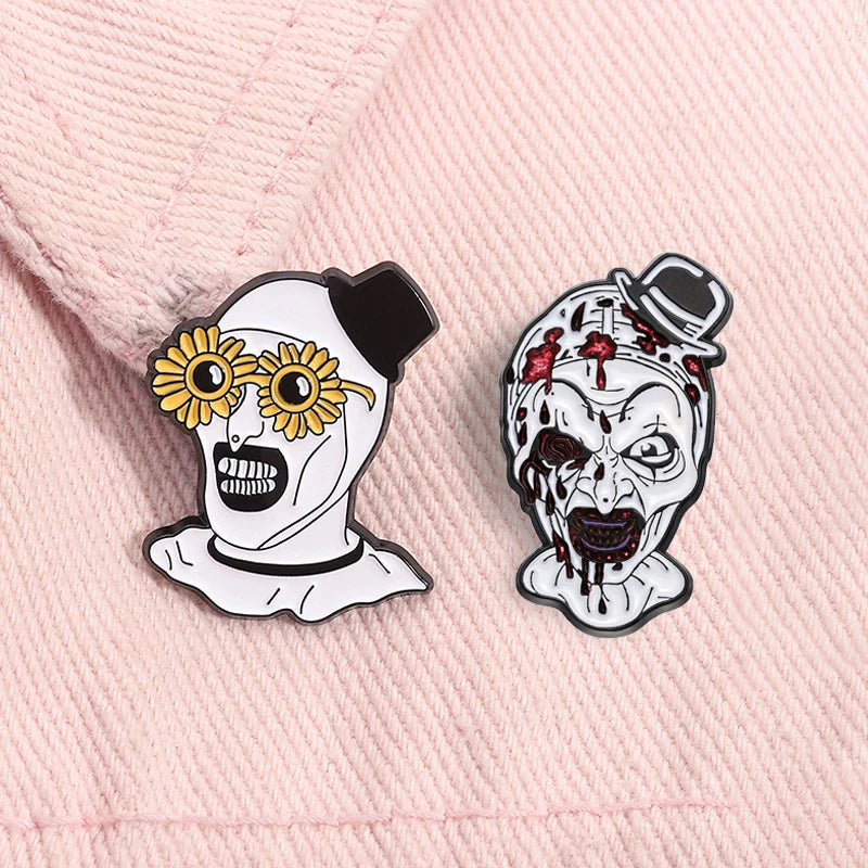 Horror Clown Enamel Pin Sunflower Sunglasses