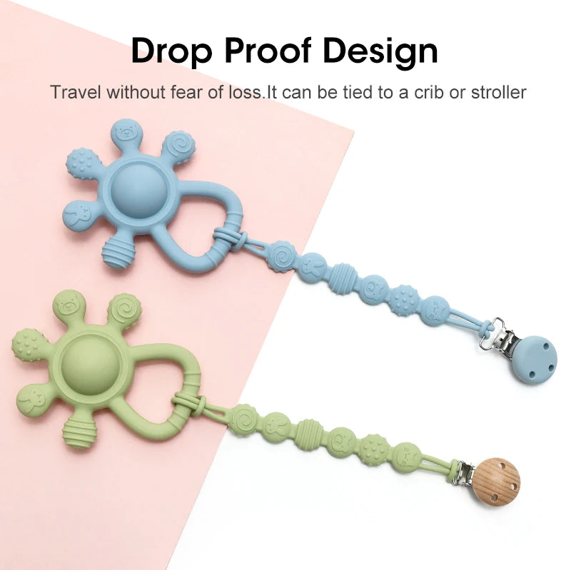 Silicone Baby Teether – Palm Rattle Bunny Teething Toy