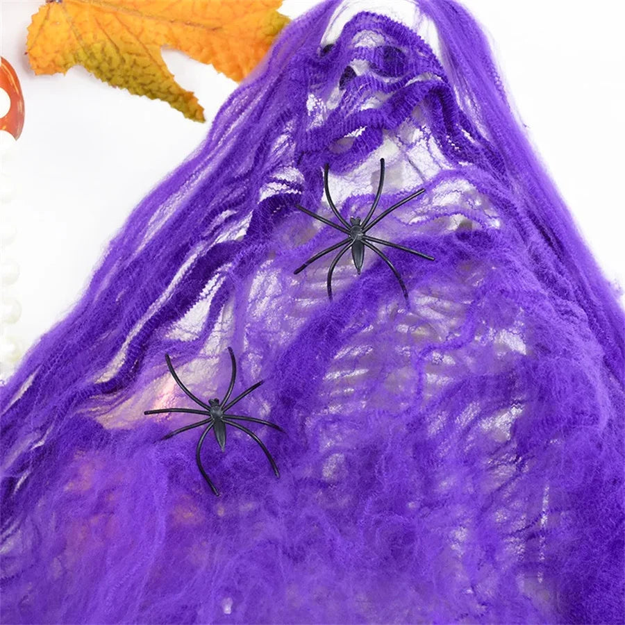 Halloween Spider Web – Stretchy Cobweb Haunted House Decor