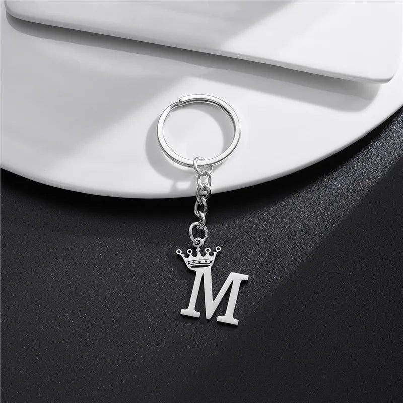 Initial Letter Keychain – Stainless Steel Alphabet Key Ring