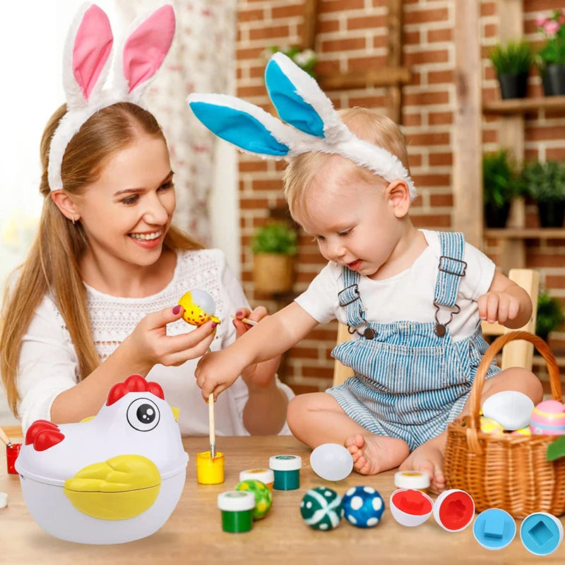 Montessori Matching Eggs 12-Piece Color & Shape Sorting Toy
