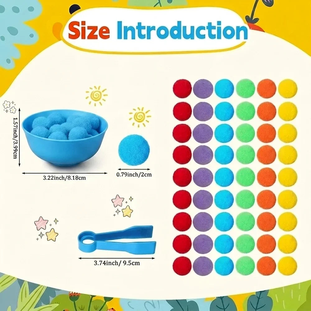 Color Sorting Counting Toy – Rainbow Bowls & Tweezers Learning Set