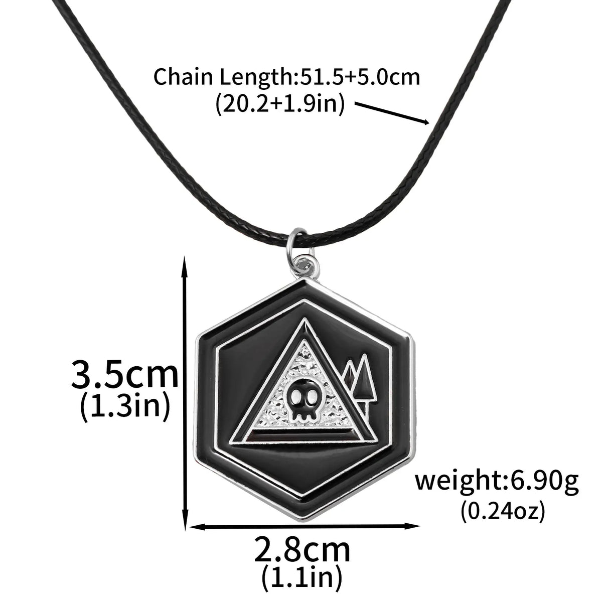 Gothic Skull Necklace Black Skeleton Pendant Chain