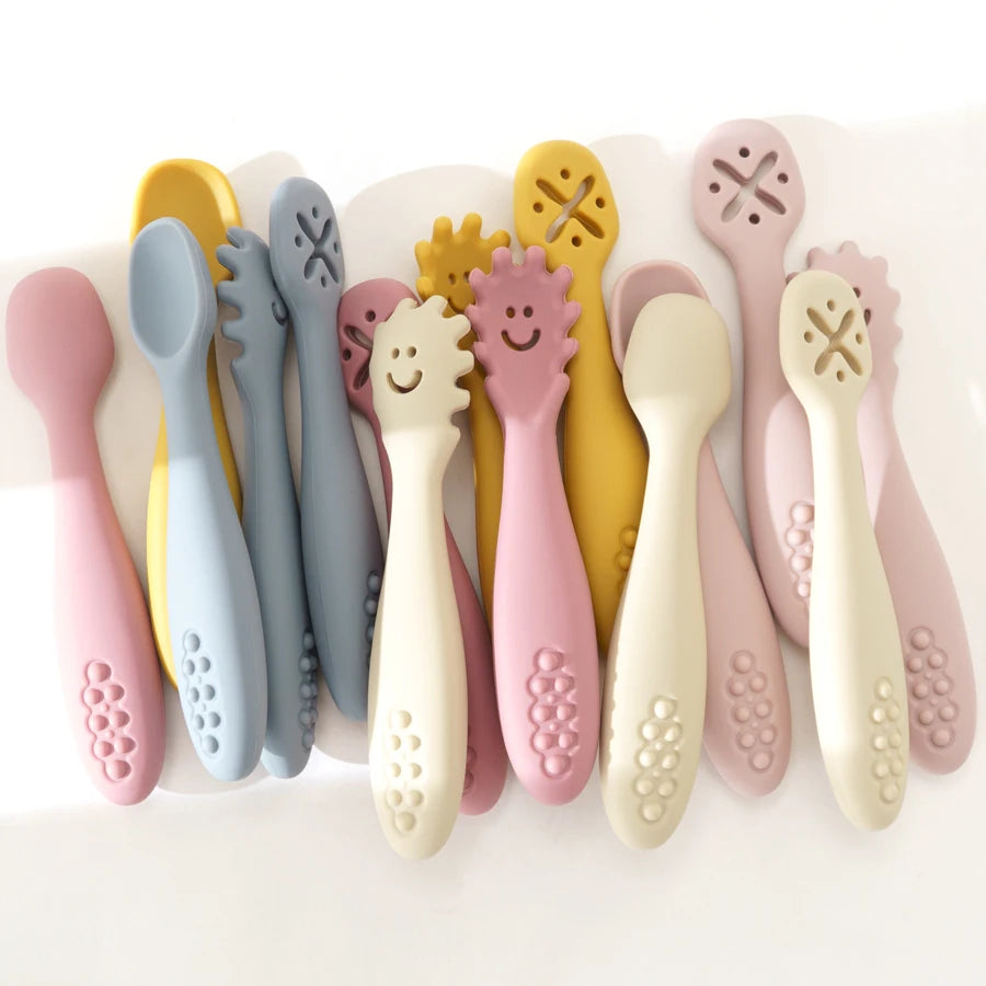 Baby Feeding Spoons – 3PC Silicone Toddler Weaning Utensil Set