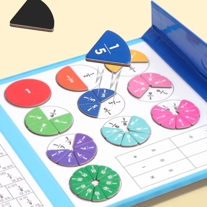 Magnetic Fraction Learning Toy, Wooden Math Teaching Set