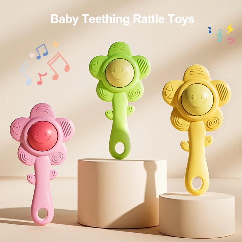 Baby Teething Rattle – 3-in-1 Silicone Sensory Toy