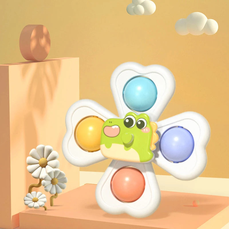 Baby Suction Spinner Toy – 3-in-1 Teething Sensory Toy