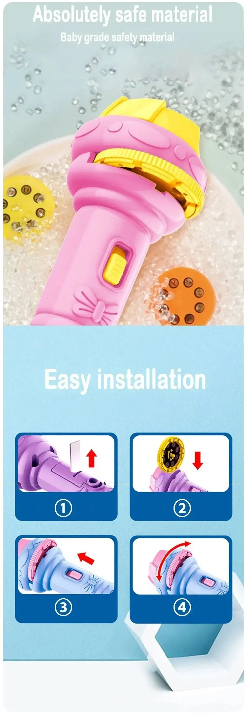 Kids Projector Flashlight – 80 Images Bedtime Story Toy