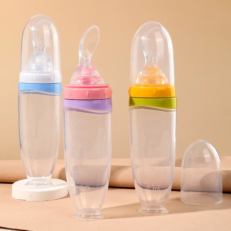 Silicone Baby Feeder – 120ml Puree Squeeze Bottle with Spoon