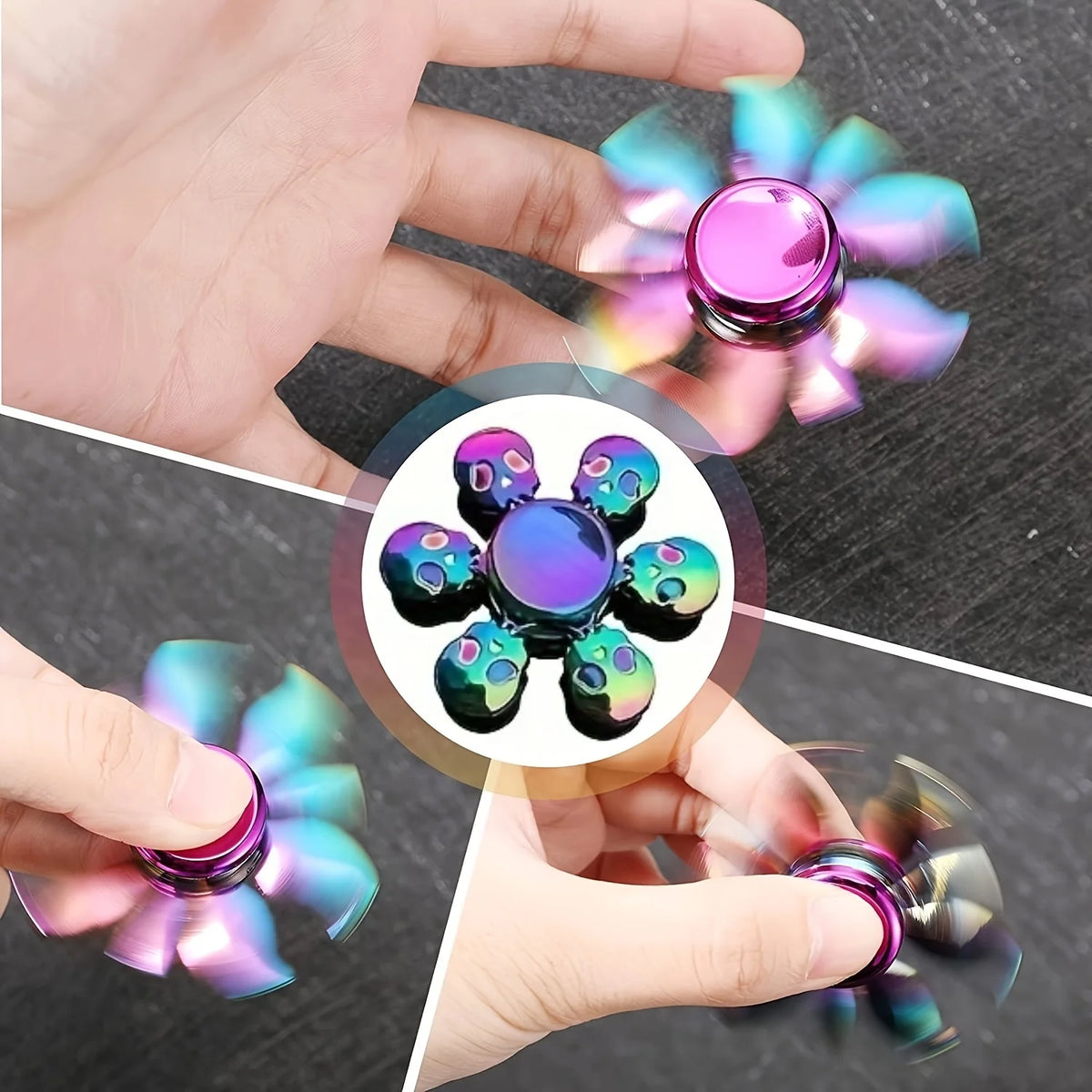 Metal Fidget Spinner – Colorful Hand Spinner with 8 Beads