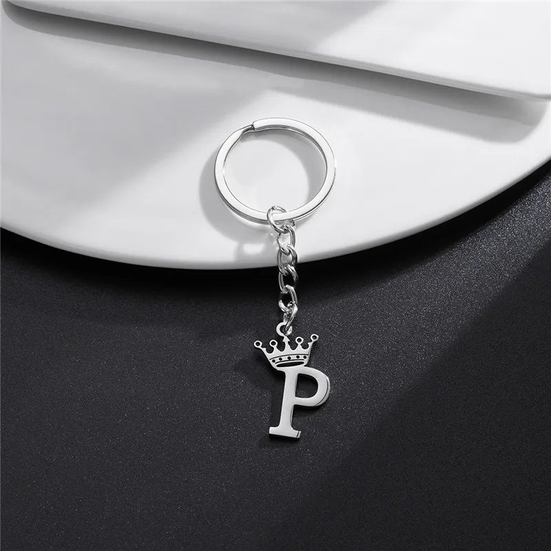 Initial Letter Keychain – Stainless Steel Alphabet Key Ring