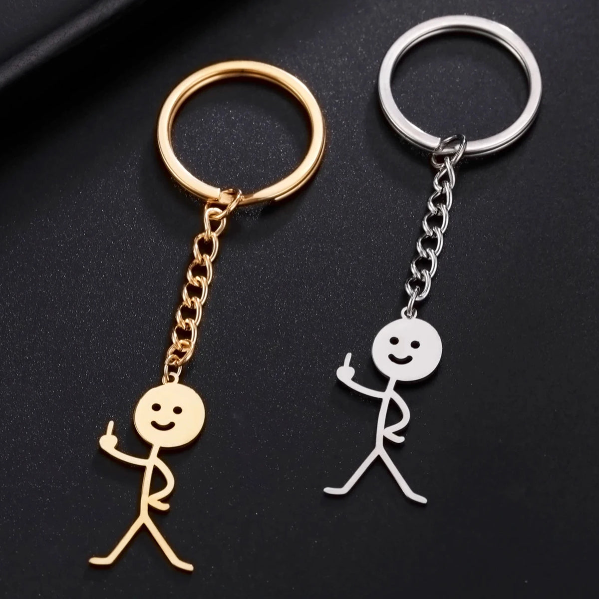 Middle Finger Keychain Stainless Steel