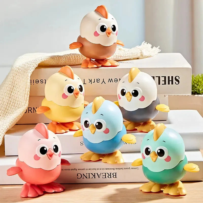 Clockwork toy chick on chain can walk cute animals