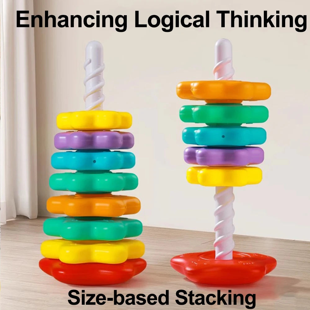 Montessori Stacking Toy – Rotating Rainbow Educational Learning Toy