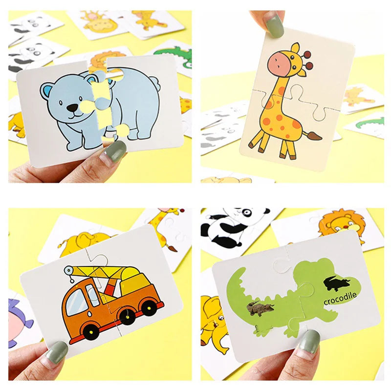 Montessori Puzzle Cards – 16-Piece Toddler Matching Game