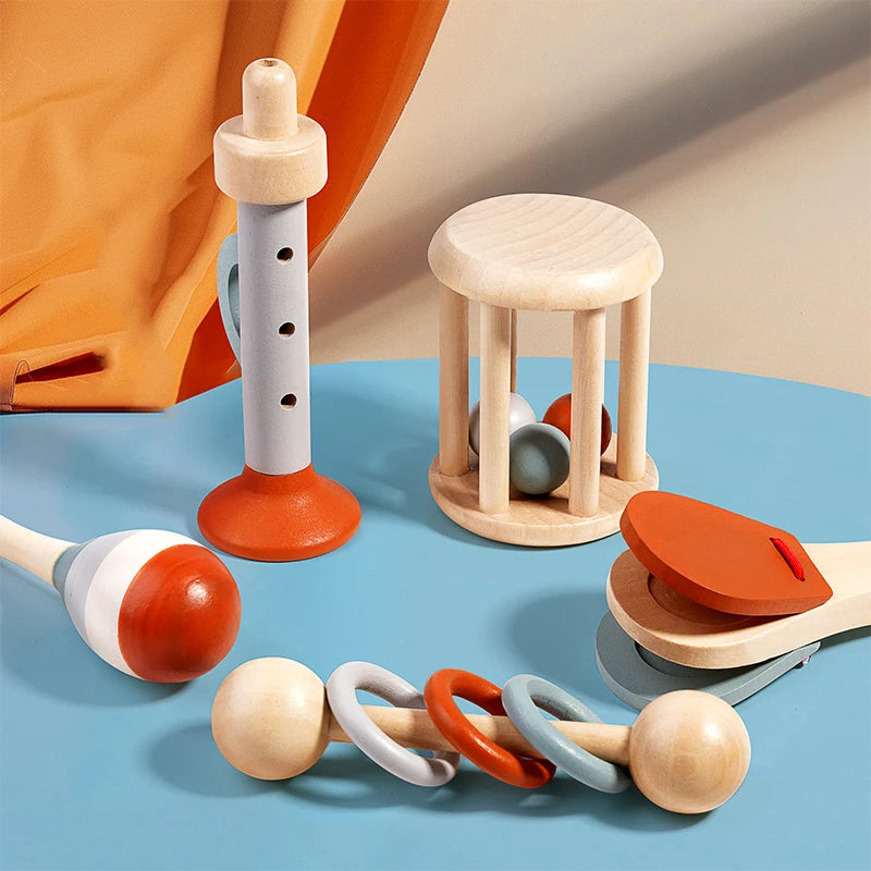 Baby Musical Instrument Set – 5-Piece Wooden Toddler Learning Toys