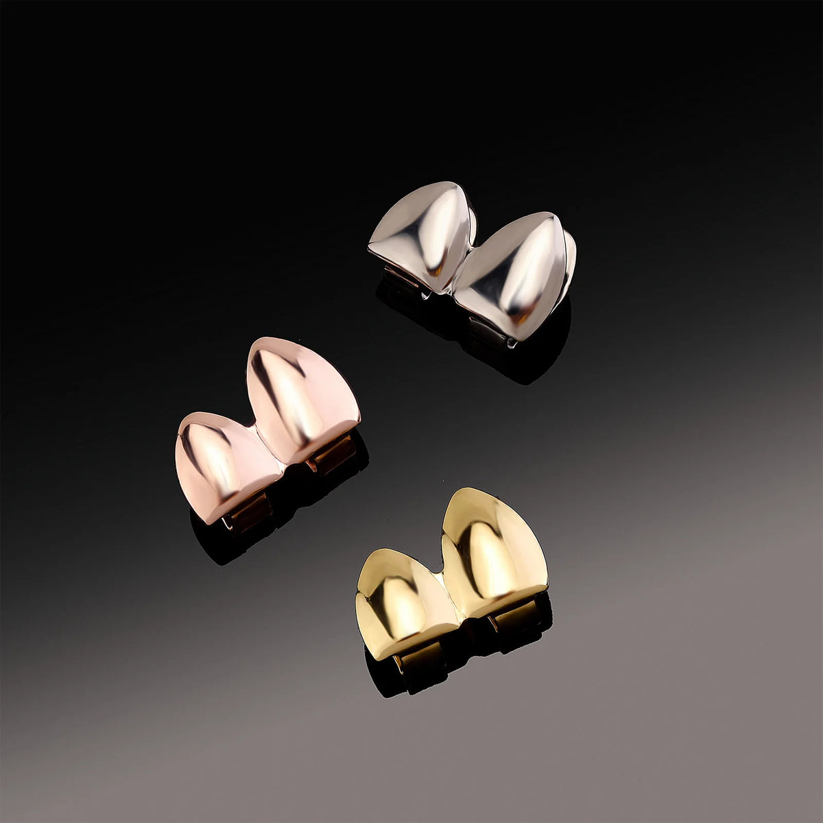Gold Grillz Double Glossy Tooth Caps Dental Grills Halloween