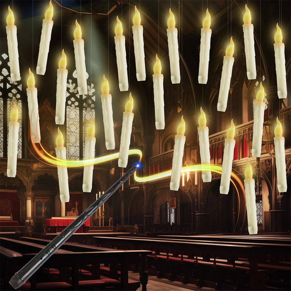 LED Floating Candles with Magic Wand for Halloween Decor