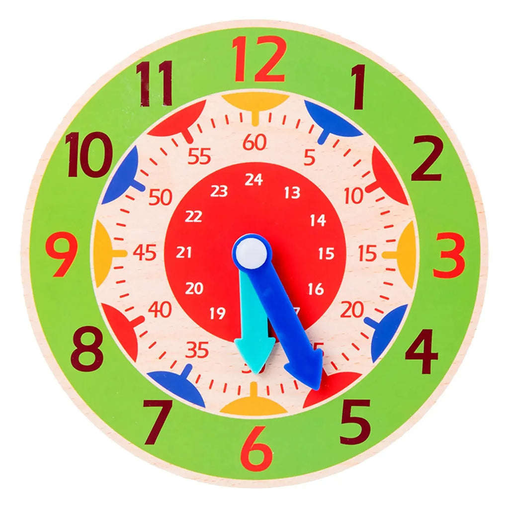 Wooden Learning Clock Montessori Time Teaching Toy for Kids