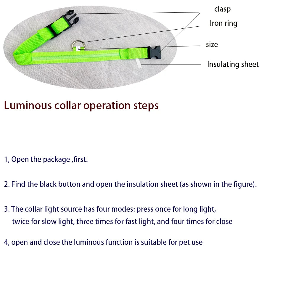 LED Dog Leash – Luminous Glow in the Dark Dog Collar