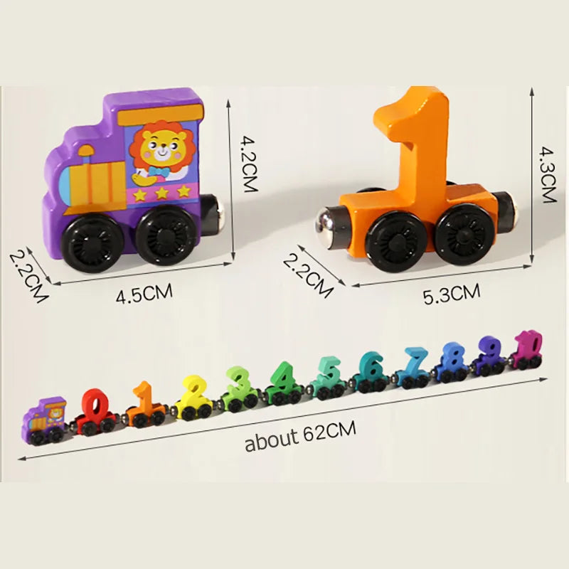 Magnetic Wooden Train Set – Number Learning Building Blocks