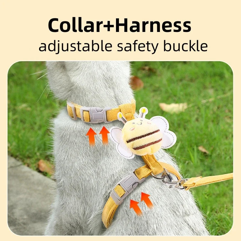 Cat Harness and Leash Set – Adjustable Bee Walking Vest