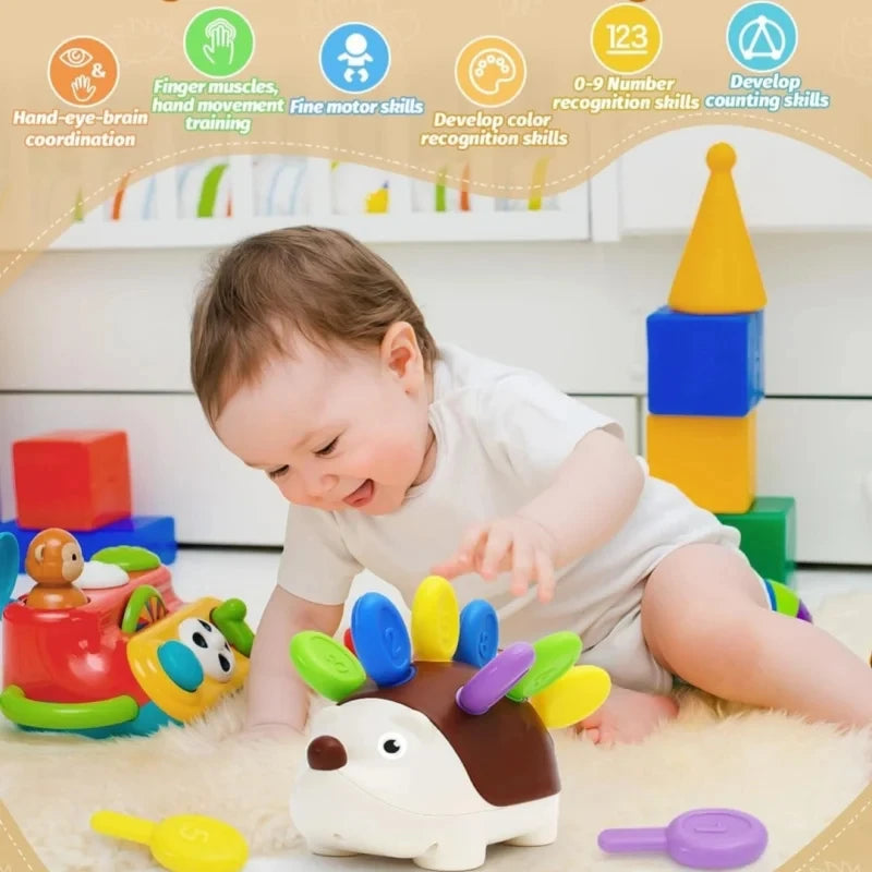 Sensory Hedgehog Toy Montessori Fine Motor Learning Activity