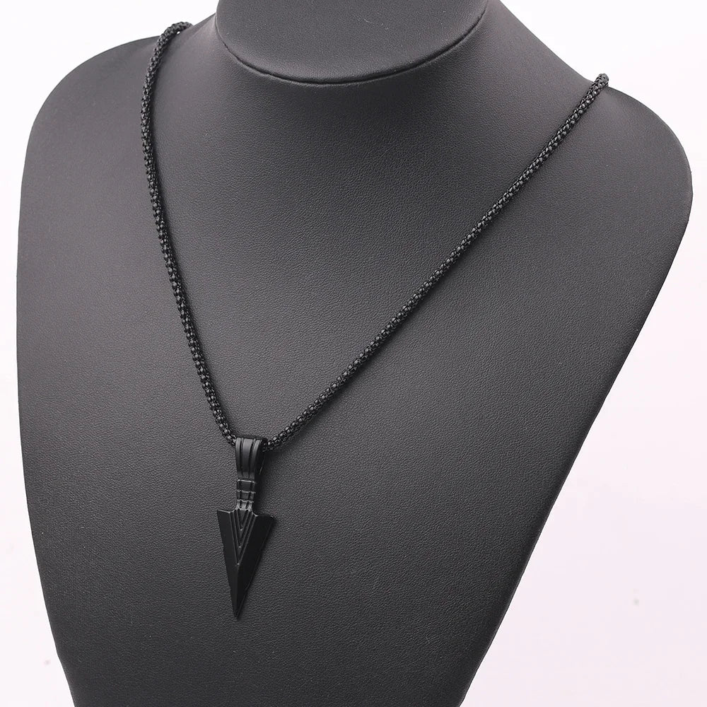 Long Pendant Necklace for Men Arrow Punk Rock Jewelry