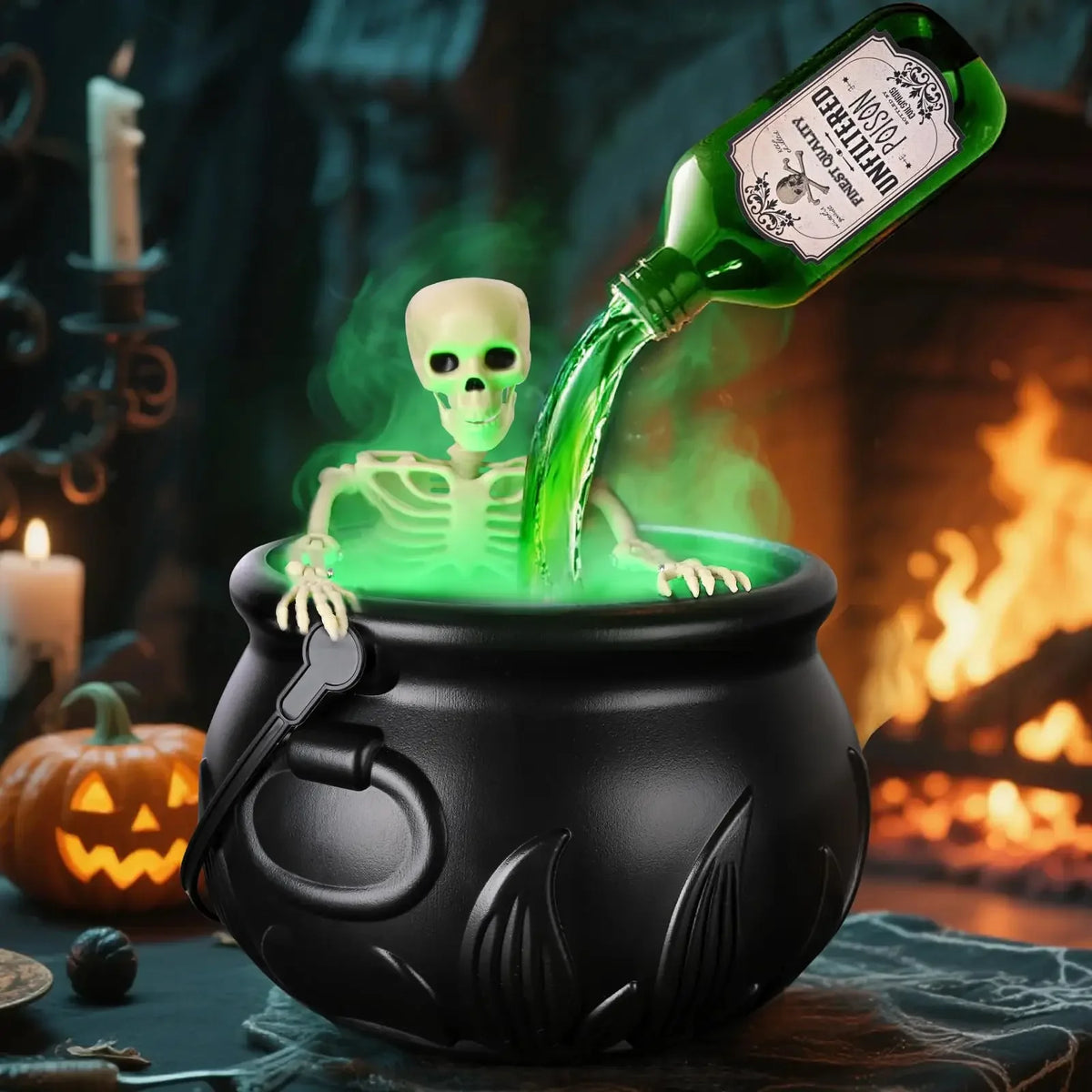 Halloween Cauldron Decoration, Floating Potion Fog Effect with Lights