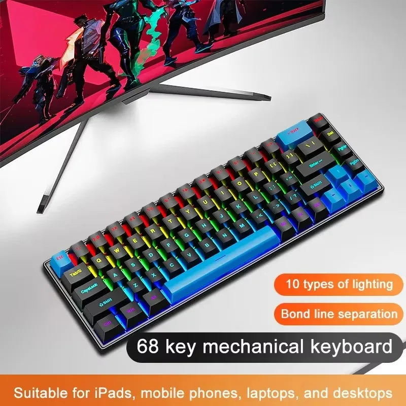 68 Key Mechanical Keyboard – RGB Wired Gaming & Office Keyboard