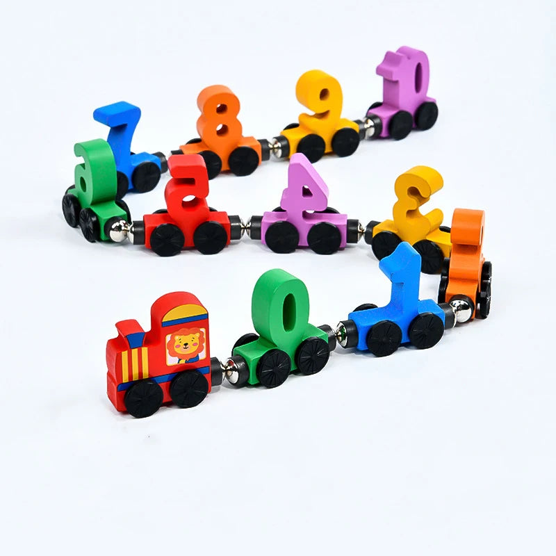 Magnetic Wooden Train Set – Number Learning Building Blocks