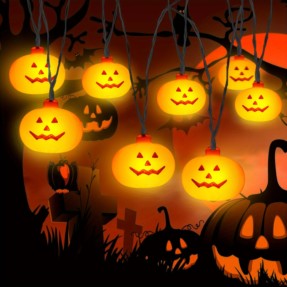 Halloween Pumpkin String Lights Warm White LED Party Decor