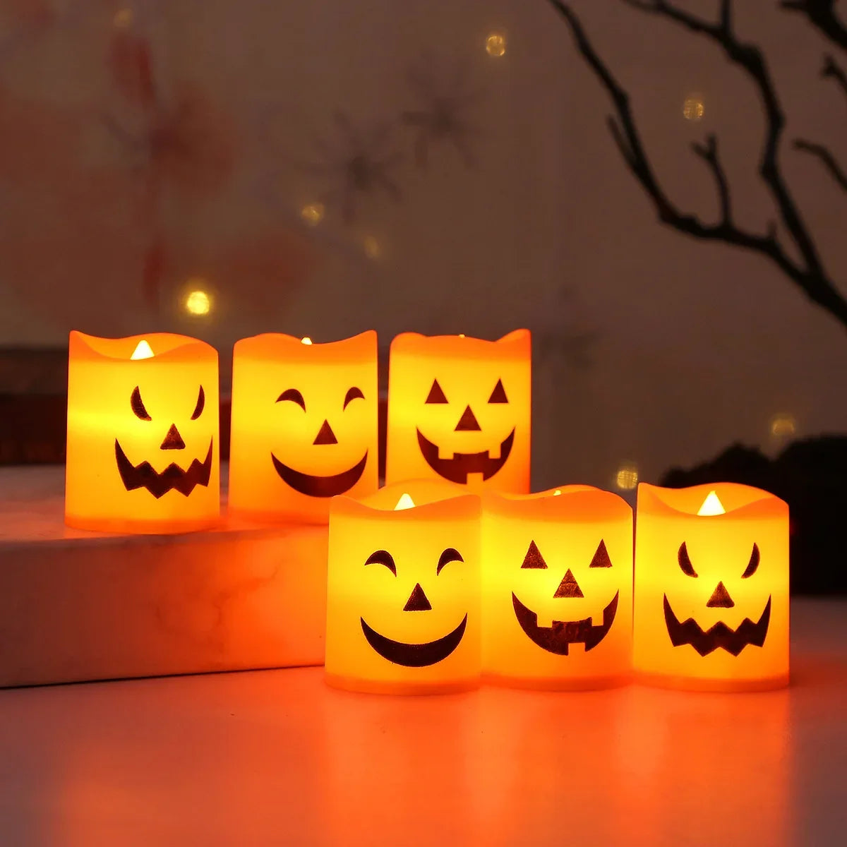 Halloween Flameless Candles – 6Pcs LED Pumpkin Skull Ghost Lights